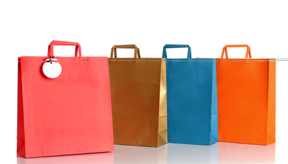 Assorted colored shopping bags