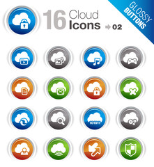 Glossy Buttons - Cloud computing Icons