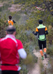 Fototapeta premium hard marathon mountain race, descent