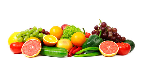 fruits and vegetables isolated on white background