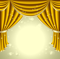 Background with gold  drapes