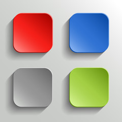 Set of Colorful Buttons with Shadow on White Background