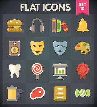 Universal Flat Icons for Web and Mobile Applications Set 10