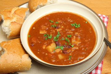 Beef Soup with Crusty Bread