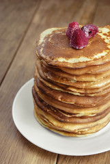 Pile of pancakes in the white plate