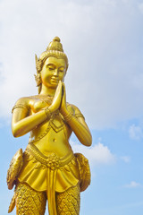 Fototapeta premium Kinnara statue; Mythical female bird with a human head