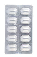 Isolated aluminum blister pack on white background
