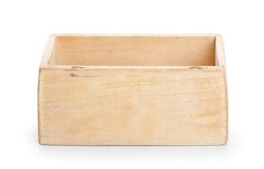 decorative wooden box, isolated on white background