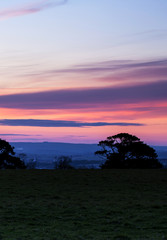 Fototapeta na wymiar Beautiful sunset with tree silhouettes.