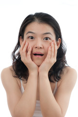 asian woman with surprised face