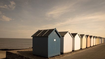 Obraz na płótnie Canvas Felixstowe beach, cold filter, afternoon, Suffolk, England
