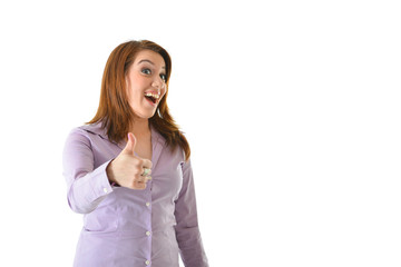 Excited Business Woman Thumbs Up