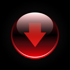 Red glossy arrow down button