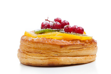 beautiful pastry cake, isolated on white