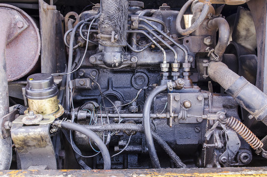 a detial old rusted engine