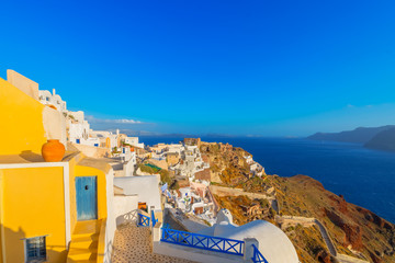 Greece Santorini island in Cyclades, traditional white washed vi © korpithas
