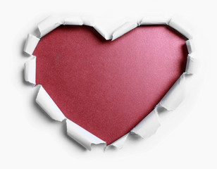 Naklejka na ściany i meble white torn paper with heart shape