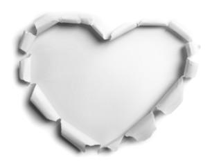 Naklejka na ściany i meble biały rozdartym w kształcie serca