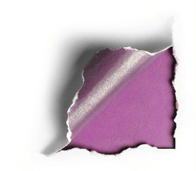 corner white torn paper with purple background