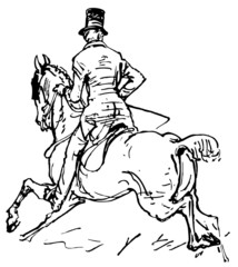 Fototapeta na wymiar Horseman galloping on his horse