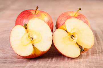 Apples on a wood background