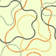 Seamless background pattern with airplane routes. Vector.