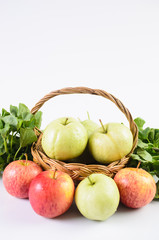 Guava and Asiatic in the basket on white background