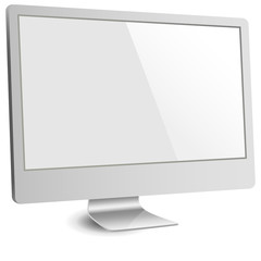 Silver Computer Monitor with Blank Screen © Giraphics