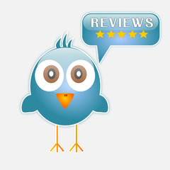 Blue bird with reviews buttons