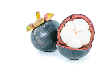 fresh mangosteen isolated, Garcinia mangostana Linn