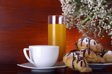 coffee, croissant and orange juice