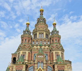 Fototapeta na wymiar St. Peter and Paul Church in Peterhof, St. Petersburg, Russia