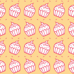 Seamless pattern of cupcake background