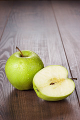 fresh green apples on the table