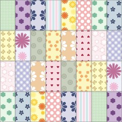 patchwork background with different patterns