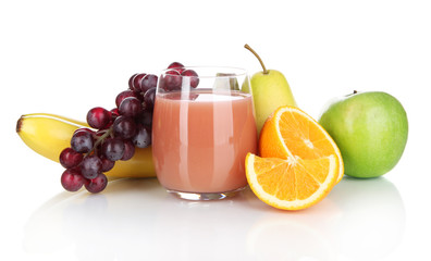 Glass of fresh juice isolated on white