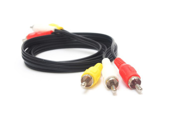 AV cable on white background