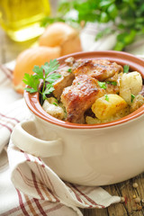 Baked meat with potato