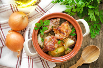 Baked meat with potato