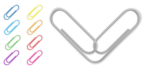 paper clip set on white background