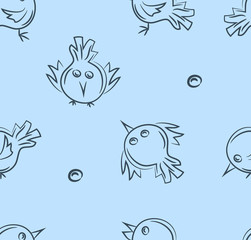 Fototapeta na wymiar seamless pattern.doodle bird set