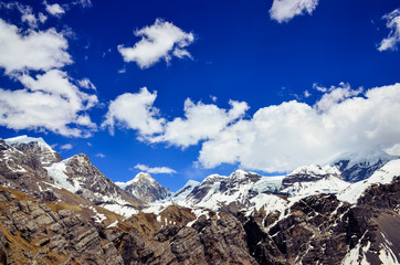 Himalayas mountains range snow peaks and clouds