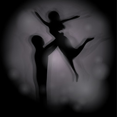 Fototapeta na wymiar Dancing couple / Human Silhouettes at night