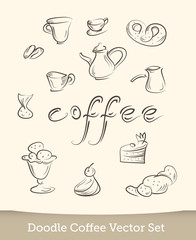 coffee doodle vector set