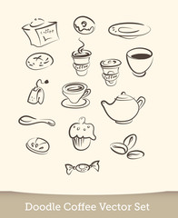 coffee doodle vector set