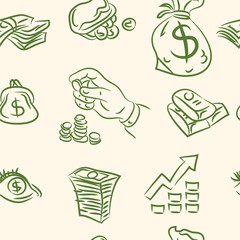 seamless pattern. finance doodle set