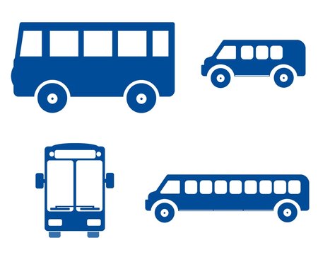 Bus et autocars en 4 icônes