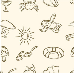 doodle summer set .Seamless pattern