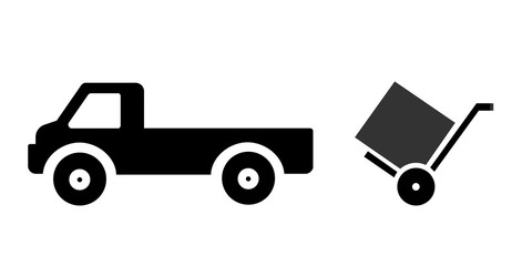 Camion et un chariot de livraison