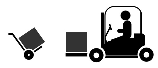 Diable, chariot de livraison et monte charge